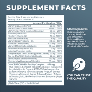 Concepimento OEM per lui integratori per la fertilità per gli uomini, richiamo per la fertilità maschile e conta spermatica ottimale prenatale, forza della motilità - Product Image 6