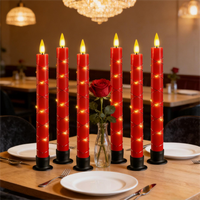 Guirlande de bougies LED rouges, jaune chaud, en plastique, lot de 3, sans flamme, alimentées par piles, télécommande, Pâques, Halloween