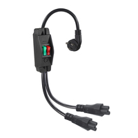 Kabel Ekstensi Daya Tipe Y dengan Colokan 3 Pin AS dan Dua Port IEC C5 dengan Sakelar Terpisah untuk Laptop, Printer, Lampu LED