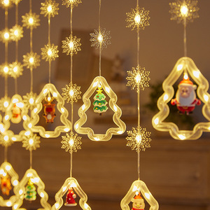 Guirlande lumineuse LED chaude en forme d'étoile de Noël avec pendentifs flocons de neige pour fenêtre et mur - Product Image 4