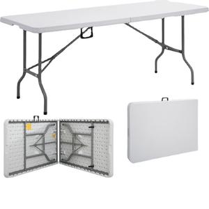 Table longue pliante rectangulaire portable en plastique HDPE blanc de 180 cm (6 pieds 72 pouces) pour événements extérieurs, vente en gros - Product Image 1