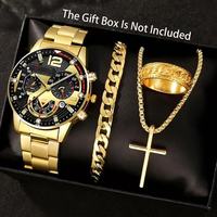 IStapromo Regalos: Set de Regalo de Negocios para Hombre con Reloj de Cuarzo de Escala Romana, Collar con Cruz, Pulsera y Anillo