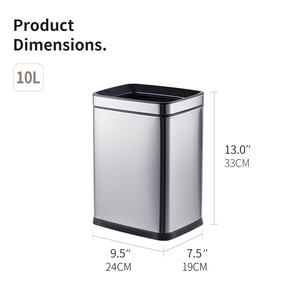 Cestino per Rifiuti in Acciaio Inox Satinato 10L con Apertura Superiore e <span class=keywords><strong>Secchio</strong></span> Interno Rimovibile per Ufficio, Bagno, Cucina - Product Image 6
