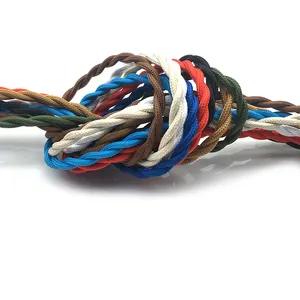 Corda vintage trançada fio 2 core 0.75mm, cabo torcido, têxtil colorido, cabo elétrico, trançado, luz pingente retrô, lâmpada