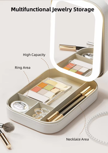 Tùy chỉnh di động du lịch thông minh có thể gập lại màn hình cảm ứng mỹ phẩm Vanity trường hợp lưu trữ trang điểm Organizer Box với LED Light gương - Product Image 2