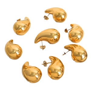 Modernos Pendientes de Gota de Lágrima de Acero Inoxidable Chapados en Oro de 18k, Joyería Hipoalergénica para Niñas y Mujeres, Regalo para Amantes de la Moda - Product Image 1