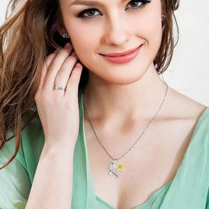 Collar con Colgante de Corazón de Girasol de Plata de Ley S925 con Circonita, de SPJ Premium, para Mujer, Joyería para Compromiso y Boda - Product Image 2