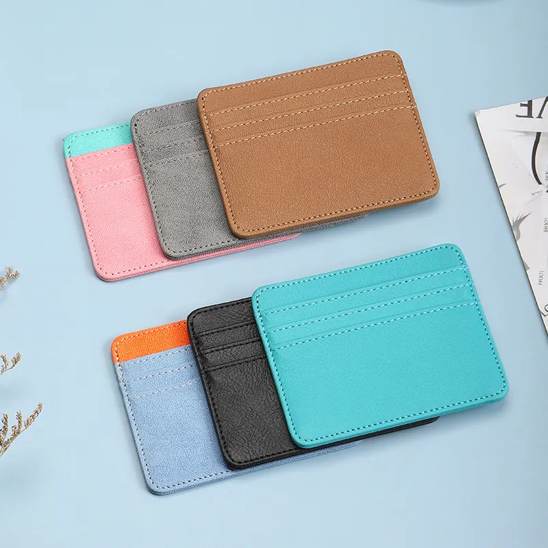 कस्टम लोगो स्लिड कार्ड धारक पर्स पु चमड़े के व्यवसाय क्रेडिट कार्ड धारक पर्स