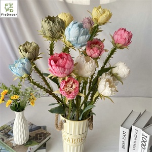 All'ingrosso stile europeo 2 teste Pitaya fiore di seta colorato re Protea fiori per la decorazione di nozze negozio di casa - Product Image 5