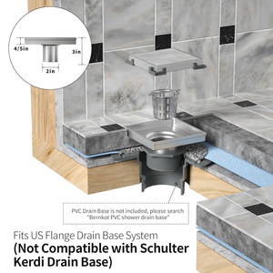 Siphon de douche carré en acier inoxydable brossé de style américain OEM avec base en ABS pour drainage vertical - Product Image 6