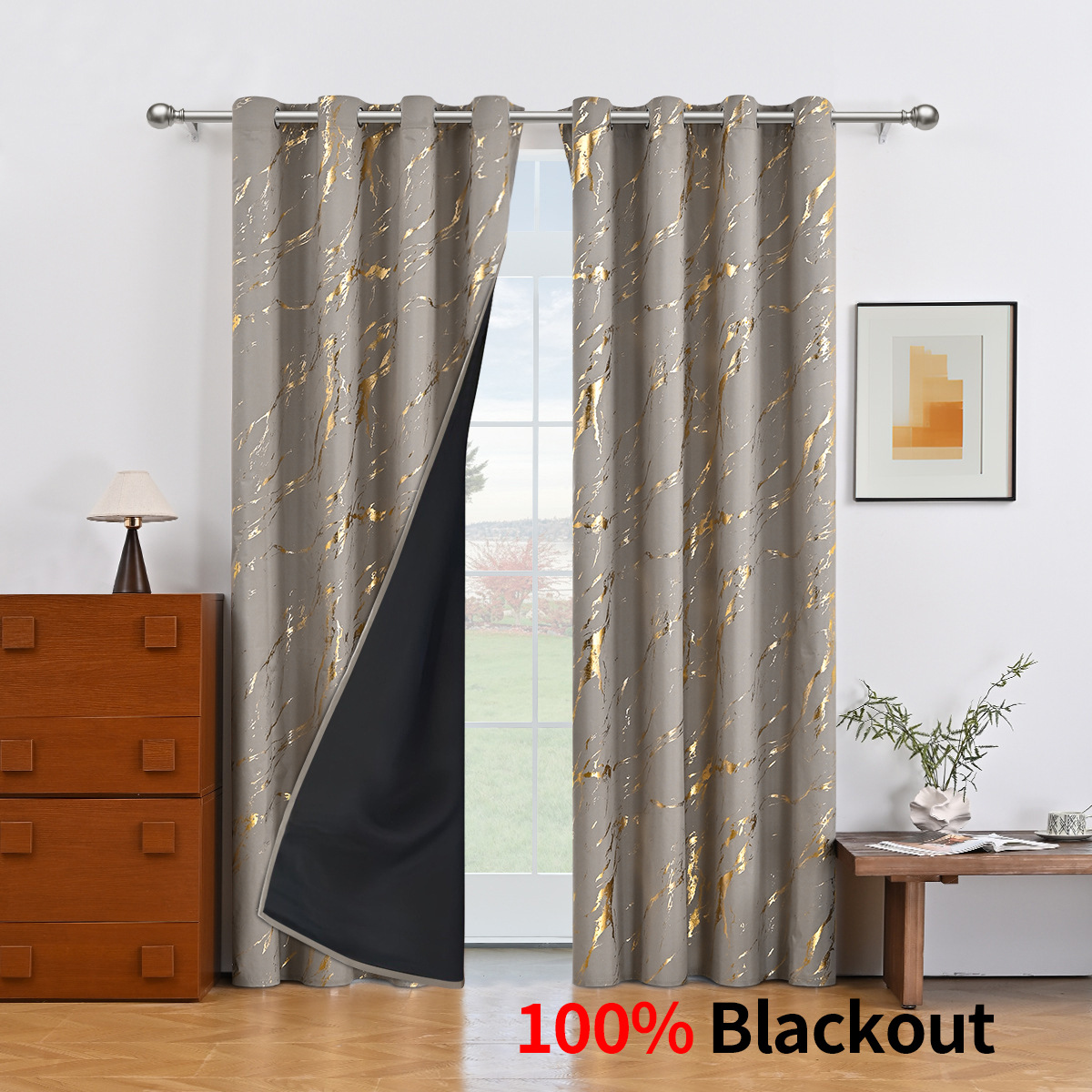 Bronzing marble punch-khaki 100% blackout