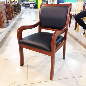 Chaise de conférence en bois massif innovante avec accoudoirs, chaise de bureau avec soutien lombaire LC-02 - Product Image 3