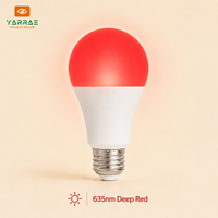 Ampoule LED A19 en aluminium SMD certifiée CE, sans scintillement, faible EMF, lumière rouge 220V E27 620~630nm 7W
