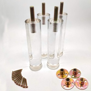 Patas de Muebles Acrílicas, 4 Piezas, Cónicas, de Vidrio Transparente, DIY M8, Patas de Repuesto para Muebles con Perno Preperforado de 5/16 Pulgadas - Product Image 1