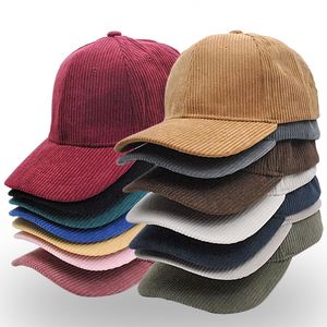 Gorra de béisbol de 6 paneles de pana de poliéster para las cuatro estaciones, personalizada, ligera, estilo coreano, unisex, de color liso, para venta al por mayor transfronteriza. - Product Image 1