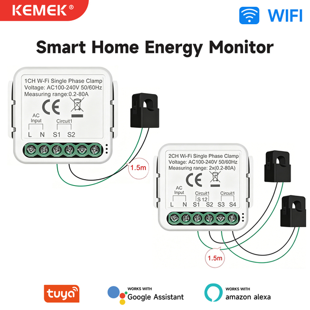 AC 100-240V Tuya WiFi 1/2/3/4 Gang Breaker for Intelligent Home Lighting System Smart Switch Module