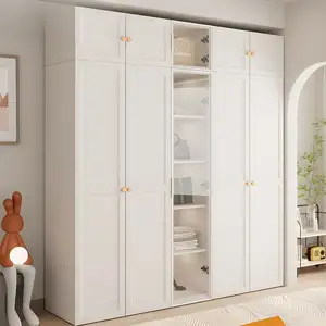 Pintu geser Modern Bayi Anak kabinet kain putih furnitur kamar tidur sederhana lemari kayu ukuran kustom rumah