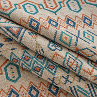Nappe Jacquard Géométrique Bohème avec Franges à Pompons, Housse de Table Rectangulaire Style Ethnique pour Table à Manger Décoration Maison