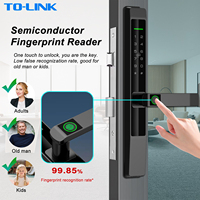 Serrure de porte coulissante intelligente Tolink Tuya Wifi avec empreinte digitale, serrure de porte en verre fine pour porte à cadre en aluminium