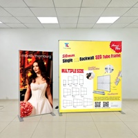 Kotak Lampu SEG Bulat Dua Sisi Bingkai Aluminium Perak 3000*2000MM Display Stan Pameran Dagang