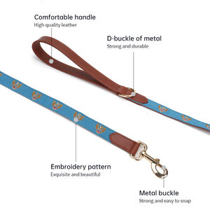 Set di Guinzaglio e Collare per Cani in Pelle con Logo Ricamato Personalizzabile di Grande Successo - Product Image 5