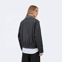 Blouson Bomber Décontracté Ample à Col Montant Minimaliste pour Femme, Ourlet Élastique, Personnalisable OEM ODM, Vente en Gros