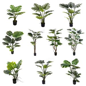 Pianta Artificiale Realistica di Monstera Verde in Vaso, Stile Ins, per Decorazione Interna del Soggiorno e Oggetto di Scena per Fotografia - Product Image 1