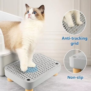 Non Slip Cat Litter Box <b>Step</b> <b>Platform</b> 20L ABS Comfortable Wooden Legs Anti-Tracking Easy Clean Dust-Free Durable Customized Logo - Product Image 5