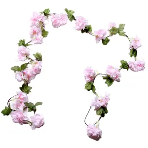 Factory plastic artificial flower hanging vine rose floral wall backdrop decor decoration 230 cm