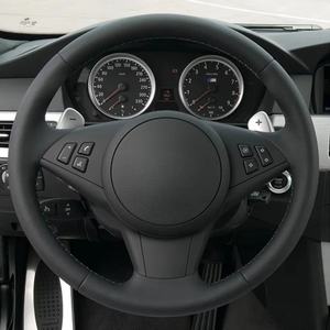 Cubierta de cuero para volante, accesorio cosido a mano para <span class=keywords><strong>BMW</strong></span> E60 <span class=keywords><strong>M5</strong></span> 2005-2008 E63 E64 <span class=keywords><strong>Cabrio</strong></span> M6 2005-2010 - Product Image 3