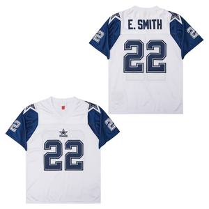 Herren Throw back Trikots 22 Emmitt Smith Jersey Weiß Blau Thanksgiving Fußball trikot Ein Qualitäts großhandel - Product Image 5