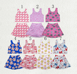Nouveautés RTS : Ensembles de vêtements pour bébés filles, enfants, chemises sans manches, jupes à volants, shorts, ensembles de yoga et de sport - Product Image 6