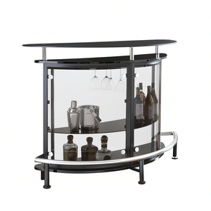 Db Ariana Black Oval <b>Bar</b> Table With Glass And Metal Frame For <b>Bars</b> And Restaurants Modern Contemporary Design - Product Image 1