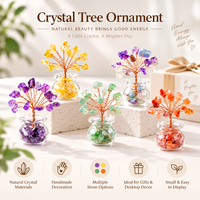 Arbre en copeaux de cristal naturel dans un pot en verre, améthyste, quartz rose, citrine, décoration d'intérieur, cadeau, vente en gros