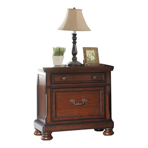 DB Cherry Finish 1PC Mesita de noche con espacio de almacenamiento Mesita de noche tradicional formal en chapa de madera contrachapada Muebles de dormitorio - Product Image 3