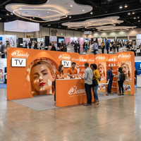 Stand d'exposition portable en alliage d'aluminium, facile à monter, réutilisable, avec étagères pour salon professionnel