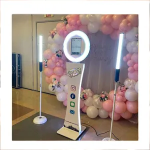 Custom Logo Manual Led Ring Licht Roterende Roaming Printer Kan Worden Aangesloten Selfie Photobooth Ipad Photo Booth Machine