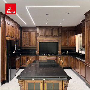 Armoires de cuisine en <span class=keywords><strong>bois</strong></span> massif noyer <span class=keywords><strong>noir</strong></span> Allandcabinet avec porte vitrée, armoires sur mesure en <span class=keywords><strong>colonne</strong></span> romaine pour la construction de villas de luxe - Product Image 2