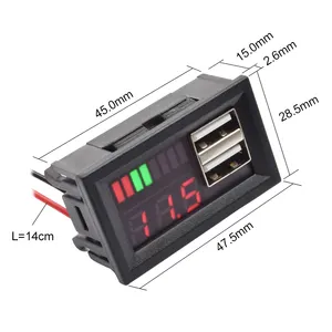 USB 5V 2.4A araba voltmetre gerilim metre paneli 12V-24V 3S-7S lityum pil kapasitesi göstergesi güç test cihazı Li-ion kurşun asit