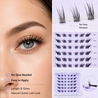 Extensions de cils auto-adhésives sans colle, 8-12 mm, naturelles, semi-faites à la main, 6 rangées, faciles à appliquer, faux cils