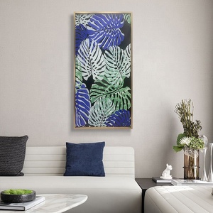 Salon JZ chambre décor abstrait <span class=keywords><strong>feuille</strong></span> 3D émail peinture verre trempé mur Art moderne beau paysage peinture murale - Product Image 2