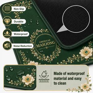 Tapis de Mahjong Américain Vert Émeraude Doré à Motifs Floraux, Antidérapant, Imperméable en Néoprène, avec Guide des Règles - Vente en Gros, MOQ 1PC - Product Image 5