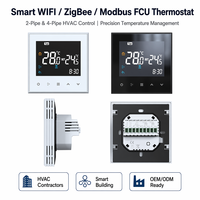 Thermostat intelligent WiFi Tuya TOUPWELL FCU 2/4 tuyaux 3 vitesses, résistant au feu, écologique, pour climatisation centrale, hôtel, bureau, projet