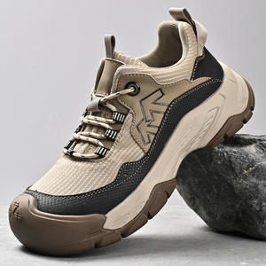 Chaussures de sport décontractées pour hommes, en cuir, à lacets, avec embout en acier, légères, tendance, antidérapantes, pour la marche - Product Image 2