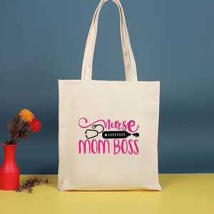 Sac à bandoulière en toile pour femme avec imprimé lettre infirmière, fermeture éclair, sac fourre-tout écologique décontracté, sac à main mignon, grande capacité, sac de shopping graphique - Product Image 2