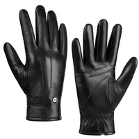 Gants en cuir de mouton noir pour hommes WARRIOR INTERNATIONAL, luxueux, pour la conduite en plein air, compatibles avec les écrans tactiles, chauds, respirants, doux, décontractés, pour l'hiver
