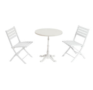 Blanco <span class=keywords><strong>plegable</strong></span> ocio Patio Bistro comedor conjunto muebles al aire libre jardín café <span class=keywords><strong>mesa</strong></span> de aluminio y sillas de 2 plazas - Product Image 1