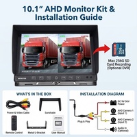 Moniteur tactile capacitif 10,1 pouces 700 nit | Prise d'aviation à 4 broches | Boîtier en caoutchouc peint | DVR H.264 2 canaux à écran partagé pour bus, camions agricoles et poids lourds