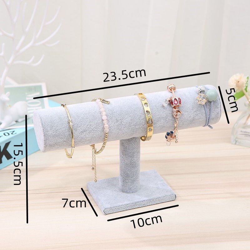 Ice Gray Velvet Single Row Bracelet Display Stand