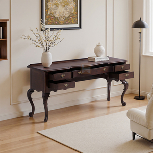 Bureau de secrétaire en bois massif de style américain <span class=keywords><strong>vintage</strong></span>, table de rangement pour la maison, tiroirs, personnalisable pour chambre à coucher, salle de bain, hôtel, appartement - Product Image 4